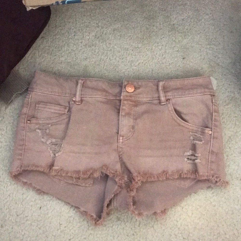 light pink jean shorts
